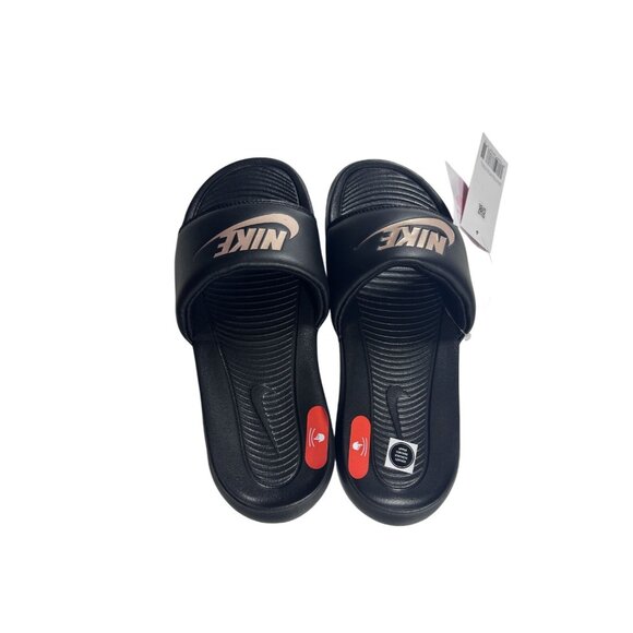 Nike Women's Victori One Slide Sandals Size 6 Black & Gold Enhanced Comfort New - Picture 2 of 7